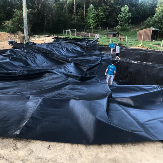 ongoing pond lining installation